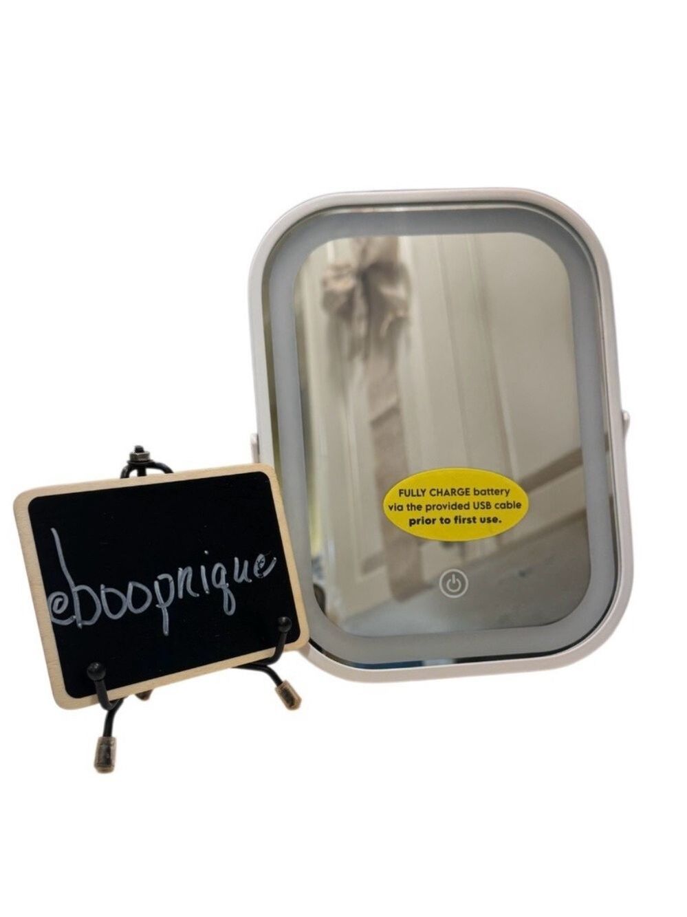 Blue LED Lighted Vanity Mirror USB Charging - Picture 3 of 5